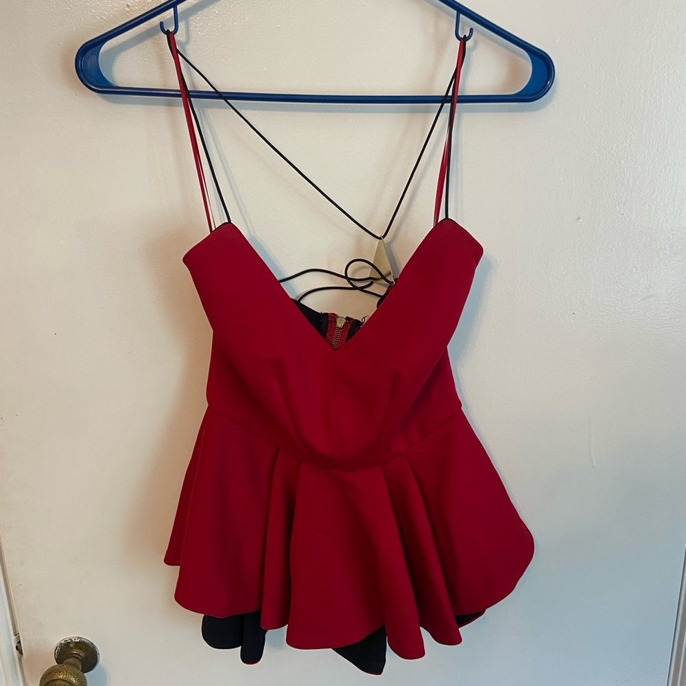 Red peplum top